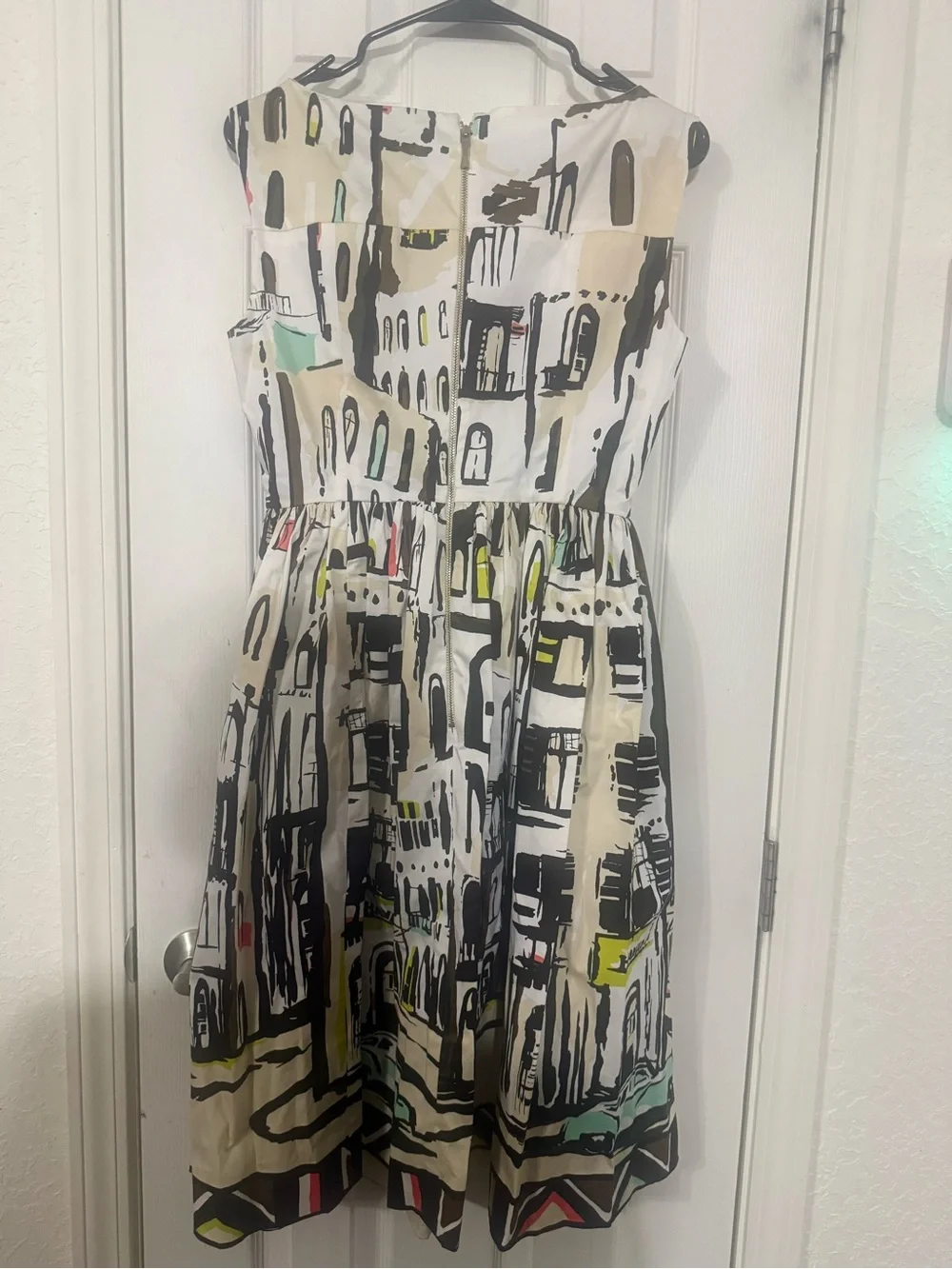Kate Spade Havana Cityscape Print Sleeveless Fit and Flare Dress